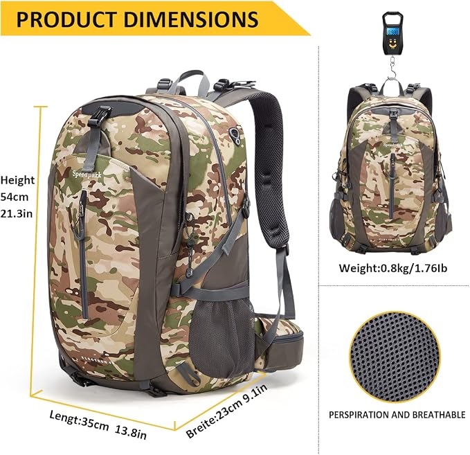 SPEEDPARK Hiking Backpack 40L Waterproof Hiking Daypack - Image 2