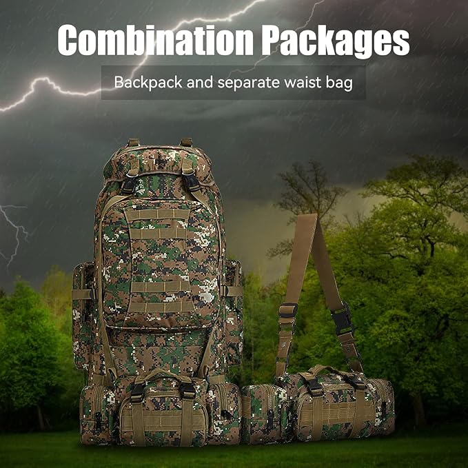 100L Camping Hiking Backpack, Molle military Tactical rucksack backpack - Image 3