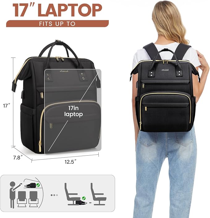 LOVEVOOK Laptop Backpack for Women, 17 Inch Professional Womens Travel Backpack - Image 6