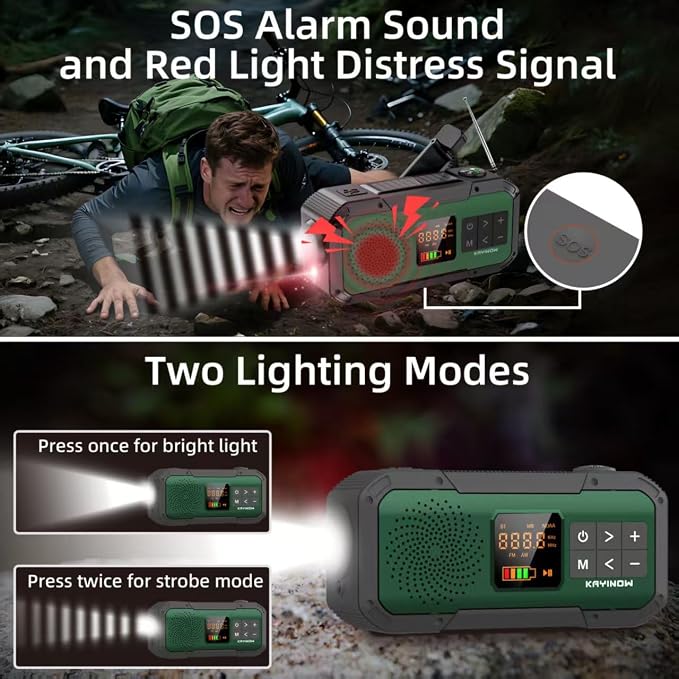 NOAA Weather Radio AM/FM, Portable 7400mWh/2000mAh Rechargeable Battery Operated - Image 7