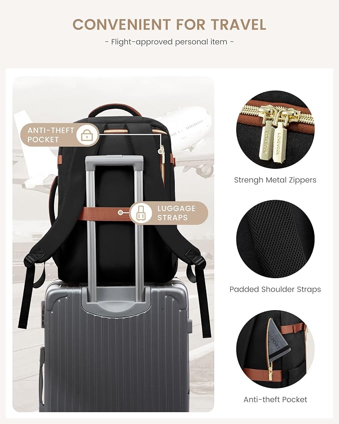 LOVEVOOK 40L Travel Backpack Carry on Flight Approved, Personal Item Bag - Image 6