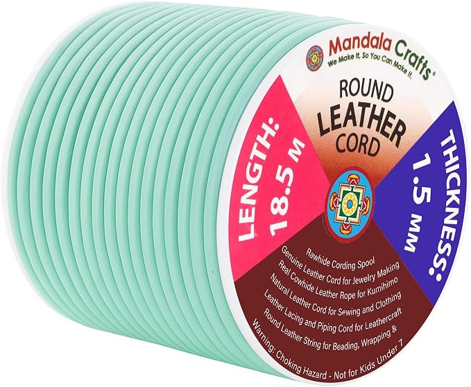 Mandala Crafts Round Genuine Mint Leather Cord by MandalaCrafts