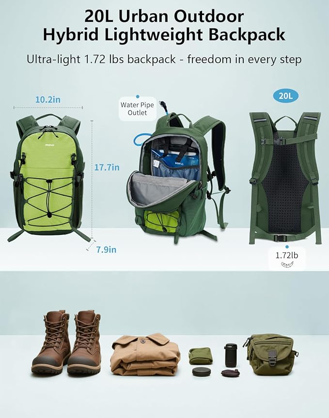 ECOHUB Small Hiking Backpack for Men Women, 20L Lightweight Travel Backpacks - Image 2