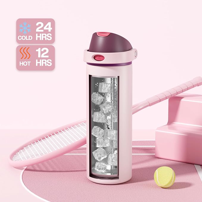 POWCAN 24 oz Stainless Steel Water Bottle: 2-in-1 Push-Button Spout & - Image 3