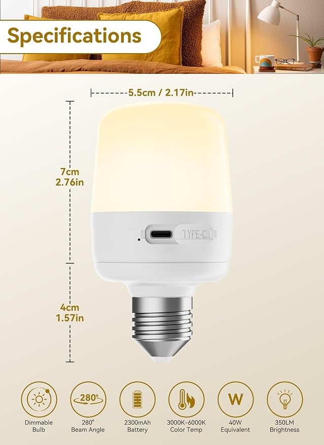 Minetom E26 Rechargeable Light Bulbs - Image 7