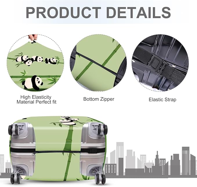 ANNA QUEEN Cute Panda Bamboo Luggage Cover, Cartoon Animal Suitcase Protector - Image 3