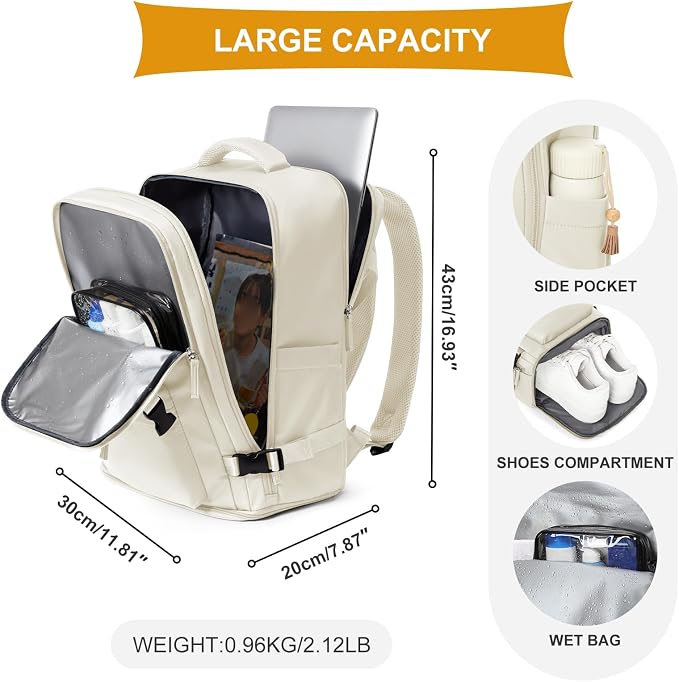 coowoz Travel Backpack For Women Men Airline Approved, Carry On Backpack - Image 3
