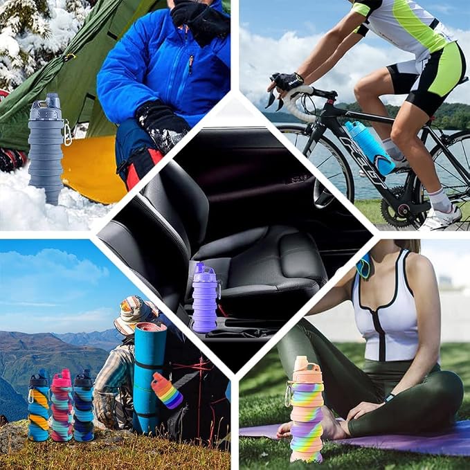 Collapsible Water Bottles 2 pack Travel Water Bottle 500ML（ Blue Camouflage + - Image 5