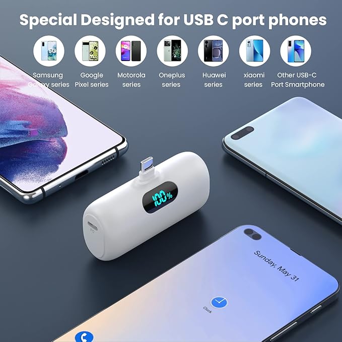 Small Portable Charger for iPhone 17/16/15 Series, 5000mAh 3A PD USB C Power - Image 3