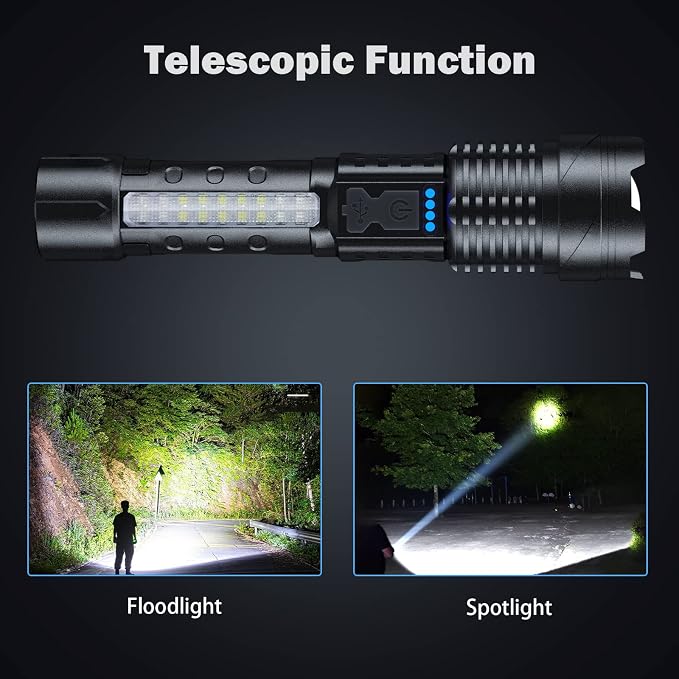 Cinlinso Flashlight High Lumens Rechargeable 2 Pack, 990000 Lumen Super Bright - Image 4
