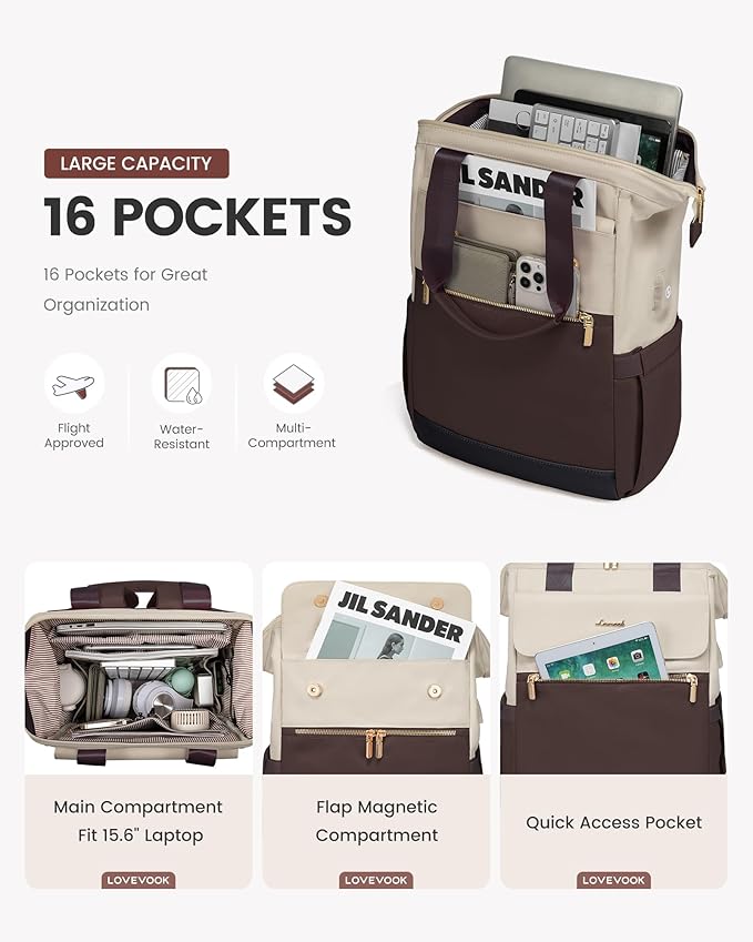 LOVEVOOK Laptop Backpack for Women, 15.6 Inch Work Laptop Bag - Image 2