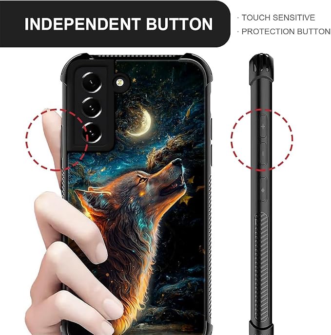 for Samsung Galaxy S22 Plus Case, Star Cave Hungry Wolf Pattern Graphic Design - Image 4