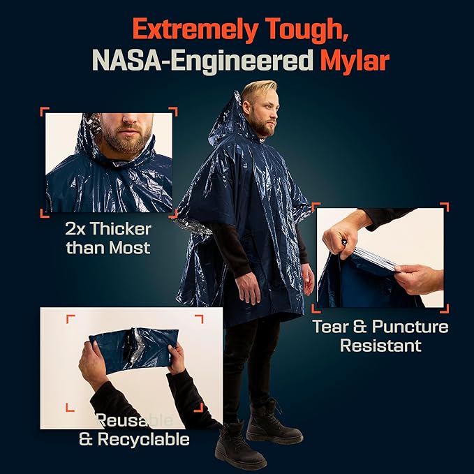 PREPARED4X Emergency Mylar Poncho – Survival Rain Poncho - Image 5