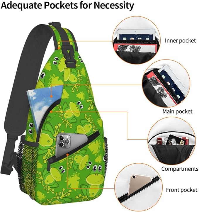Cute Cartoon Frog Sling Bag For Women Men Funny Frogs Backpack Crossbody - Image 4