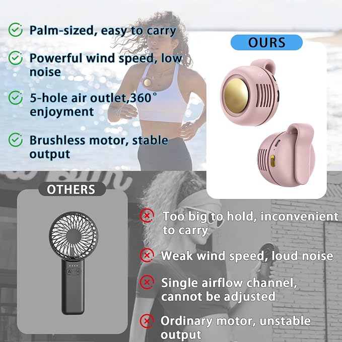 Portable Clip-On Fan, Mini USB Rechargeable 360° Rotatable Fan, 3-Speed Silent - Image 6