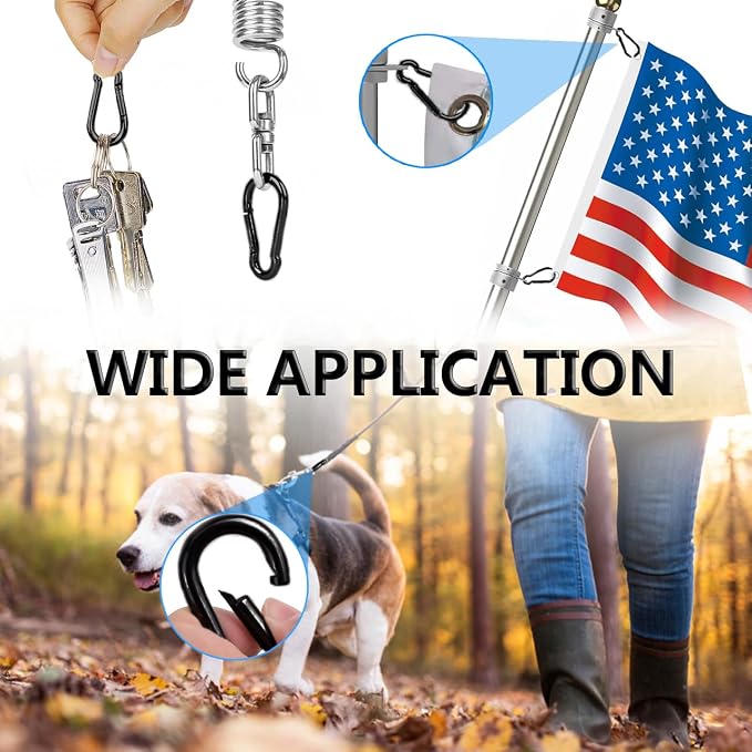 Black Carabiner Clip, Heavy Duty Spring Snap Hook Quick Link - Image 5
