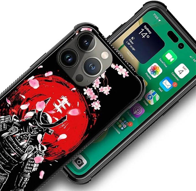 for iPhone 12 Pro Max Case, Sakura Japanese Samurai Pattern Graphic Design Girl - Image 3