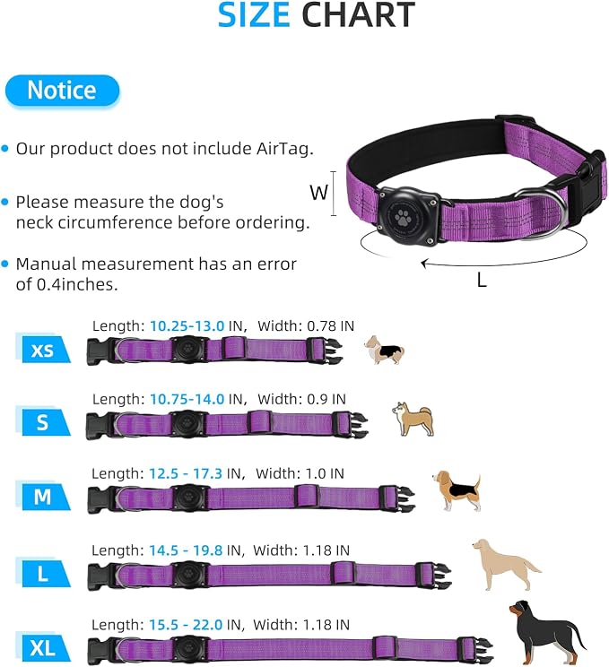 Upgraded AirTag Dog Collar, IP68 Waterproof Air Tag Dog Collar Holder, - Image 6
