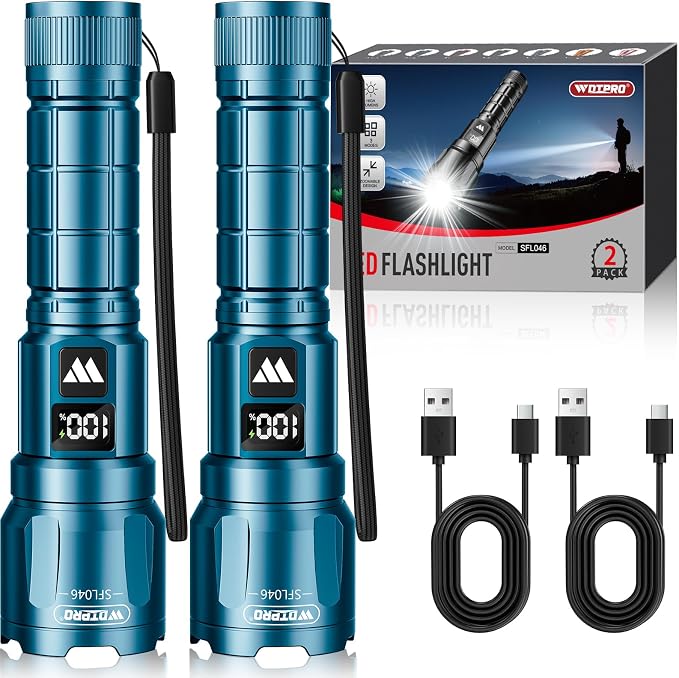 WdtPro LED Rechargeable Flashlight 2 Pack, Super Bright Zoomable 6000 Lumens - Image 8