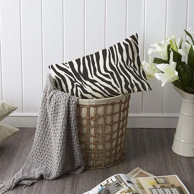 TKS MITLAN Zebra Print Pillow Covers 12 x 20 Inch Black White Leopard Line - Image 6