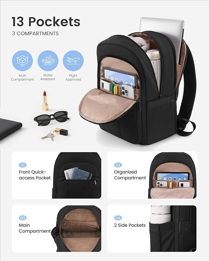 LOVEVOOK Laptop Backpack for Women, Puffer Travel Bag Fits 15.6 Inch Laptop - Image 2
