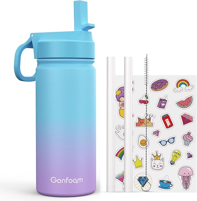 Kids Water Bottle, 16oz Kids Water Bottle by Gonfoam