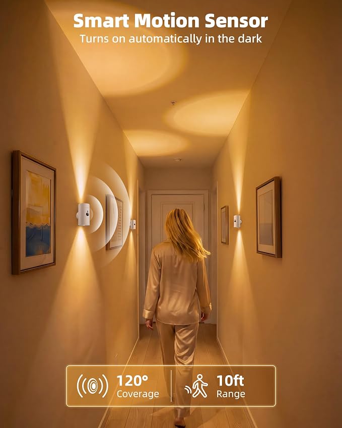EZVALO Motion Sensor Wall Sconces, Battery Operated Wall Lights - Image 3