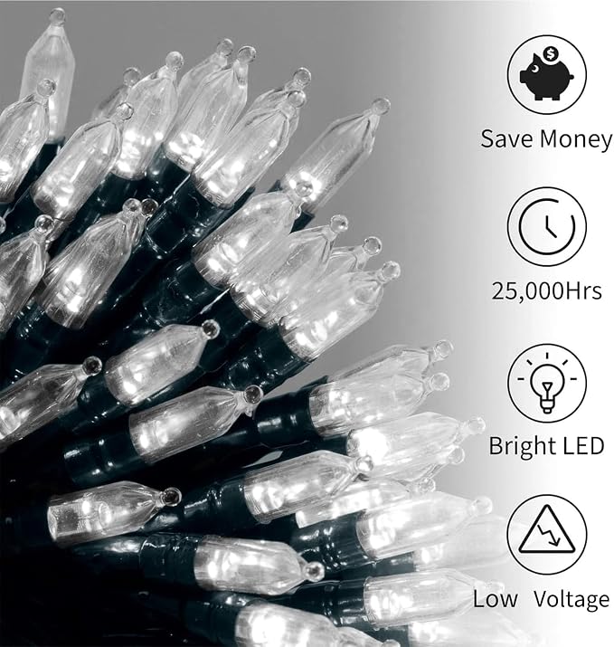 Brightown Battery Operated Christmas Lights 2 Pack 18 Feet 50 LED Clear Mini - Image 5