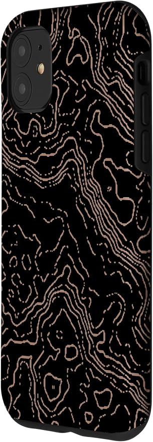Topography Black & Brown Abstract Pattern Topographic Map Case - Image 2