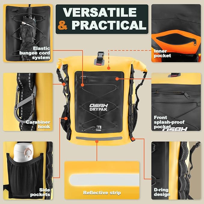 OSAH DRYPAK Waterproof Backpack Dry Bag 35L/55L/85L– Heavy Duty Roll-Top Hiking - Image 3