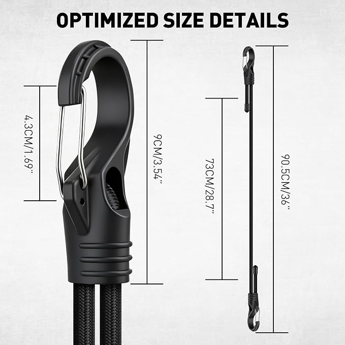 8-Piece 36-inch Adjustable Bungee Cords - Image 2