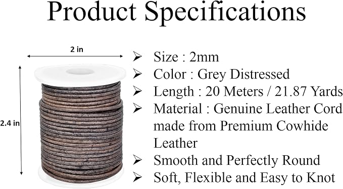 GENIQUE Real/Genuine Round Leather String Cord - Image 3