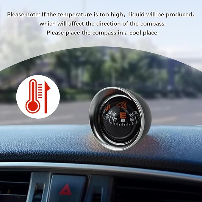 Mini Car Ball Compass, Marine Compass Interior Mount Dash Guide Hiking - Image 6