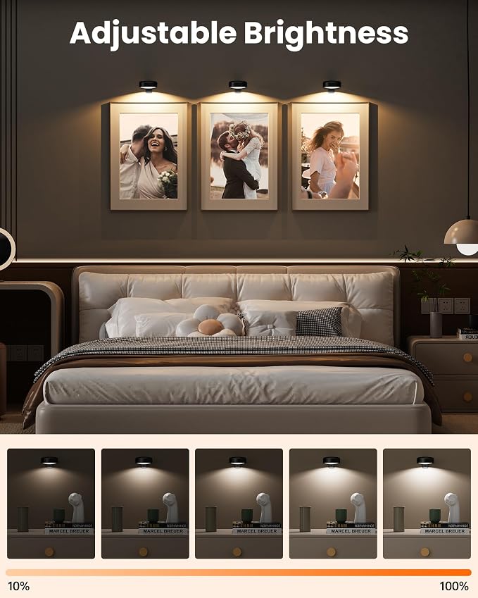 Picture Lights for Wall, Wireless 2000mAh Rechargeable Magnetic LED Puck Lights - Image 6