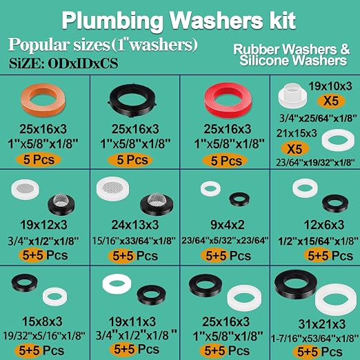 XBVV 32 Size 258 Pcs Faucet and Plumbing Rubber Washers Assortment Kit - Image 2