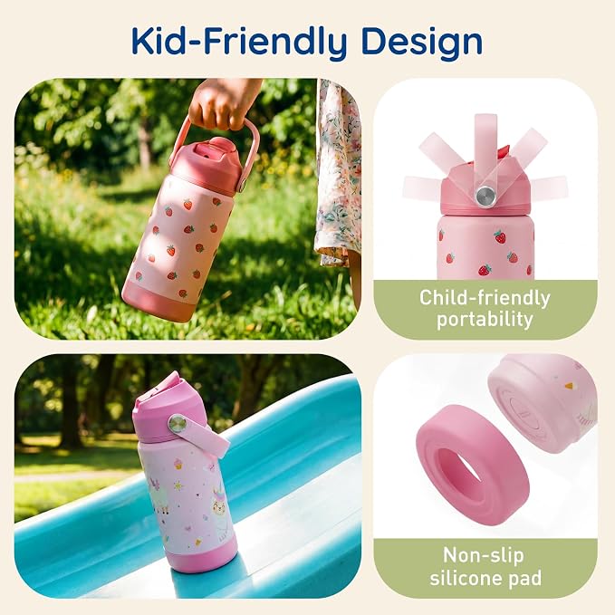 Mommore Kids Water Bottle 12 oz, Insulated Stainless Steel Water Bottle - Image 4