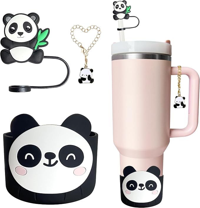 Silicone Boot for Stanley 40oz Tumbler, Panda Straw Cover Bottom Protector by Unknown