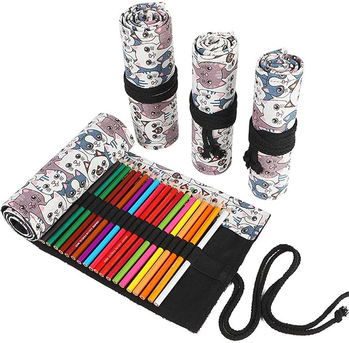 Funny live 24/36/48/72 Slots Colored Pencil Wrap Roll up Pen Holder Case by Funny+live