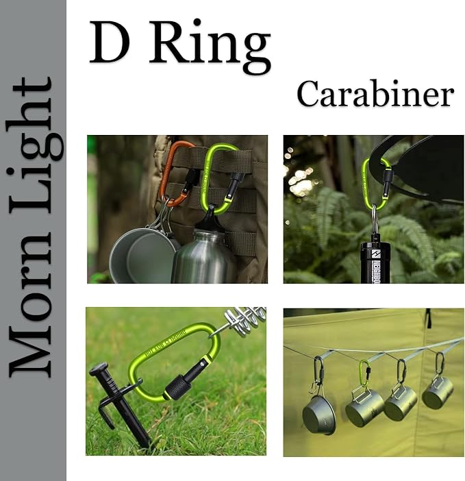 6 Pack Small Locking Carabiner, 3 Inch Aluminum D-Shape Snap Hook - Image 5