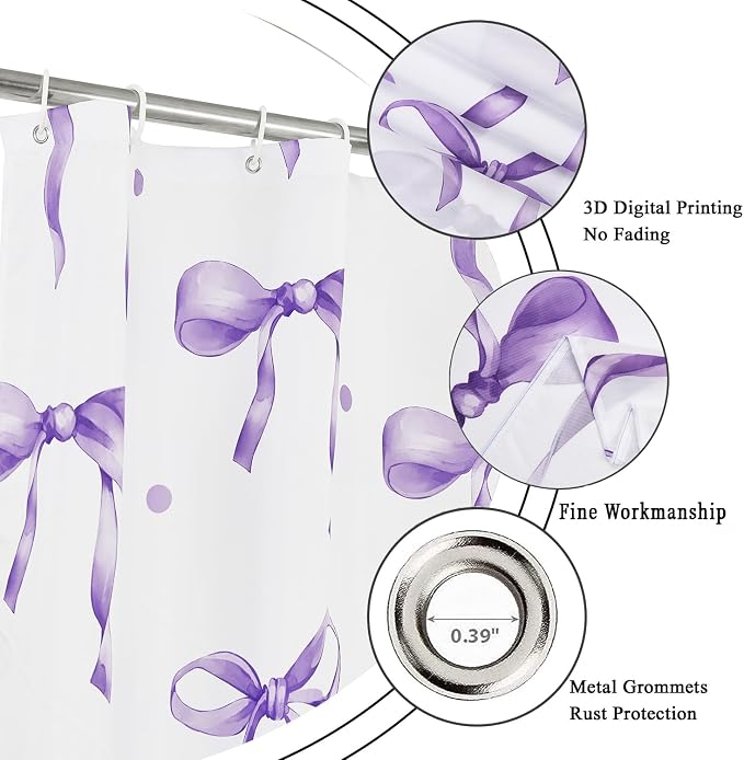 Purple Bow Shower Curtain - Image 5