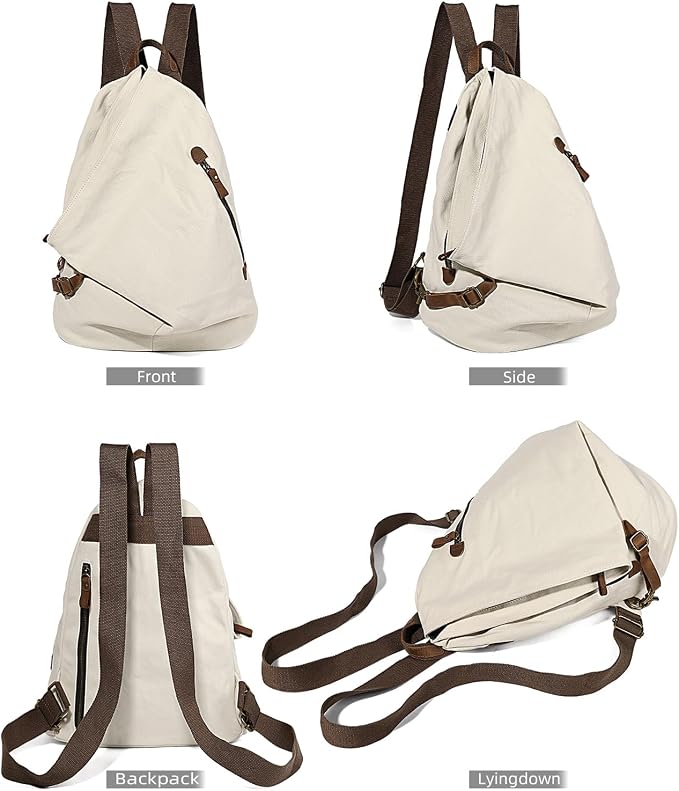 KL928 Canvas Vintage Backpack – Large Casual Daypack Outdoor Travel Rucksack - Image 9