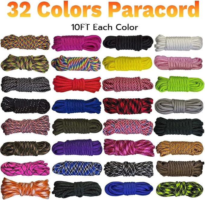 Paracord Crafting Kit, 32 Colors, 10 FT Each, 550lb Parachute Cord - Image 2