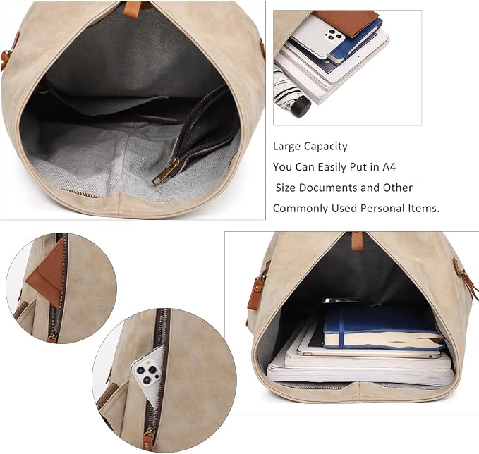 KL928 PU Leather Vintage Backpack – Large Casual Daypack Outdoor Travel - Image 4
