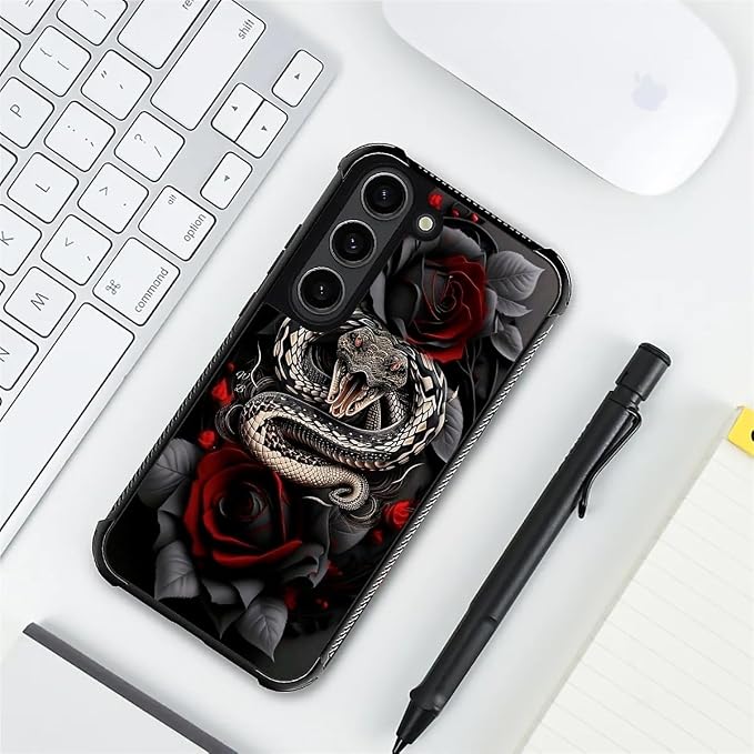 for Samsung Galaxy S23 Plus Case, Entwined Rose Snake Pattern Graphic Design - Image 7