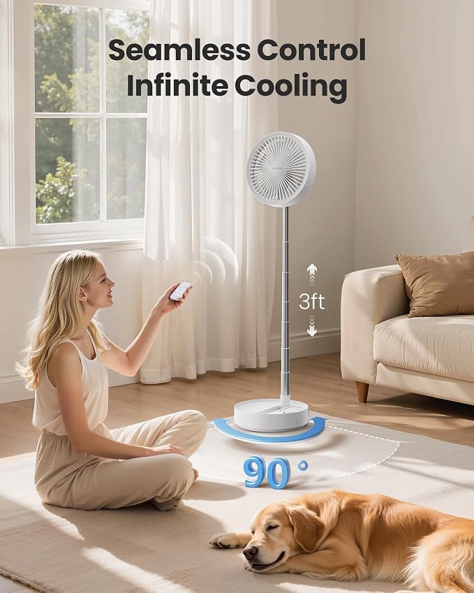 Gaiatop Portable Pedestal Fan 16000mAh Battery, Foldable Oscillating Standing - Image 5