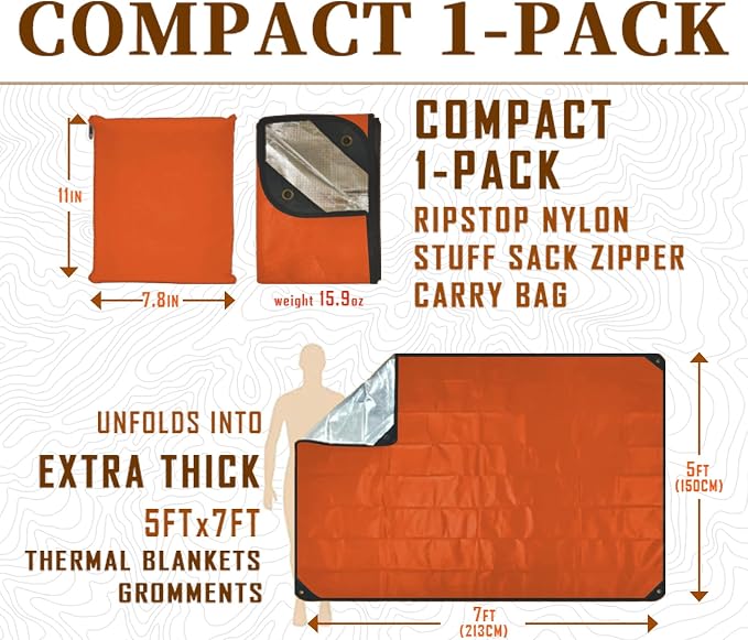 Heavy Duty Survival Blanket -Multifunctional Reflective Tarp Thermal Blanket - Image 2