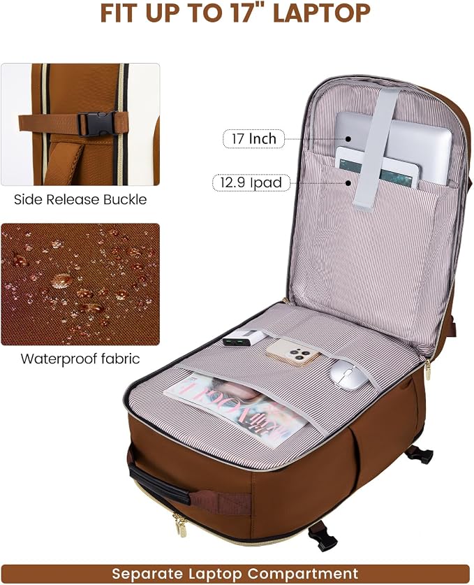 LOVEVOOK 56L Travel Backpack for Women & Men, Airline Approved Carry On Luggage - Image 6