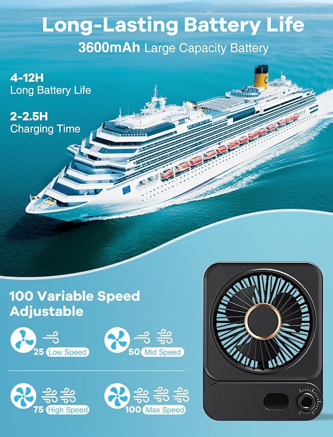 Shintrend Cruise Ship Approved Magnetic Fan, Rechargeable Portable Fan - Image 3