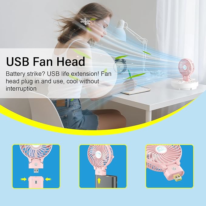 HandFan 10400mAh Personal Handheld Fan, 40Hrs Long-Lasted Hand Fan Rechargeable - Image 5