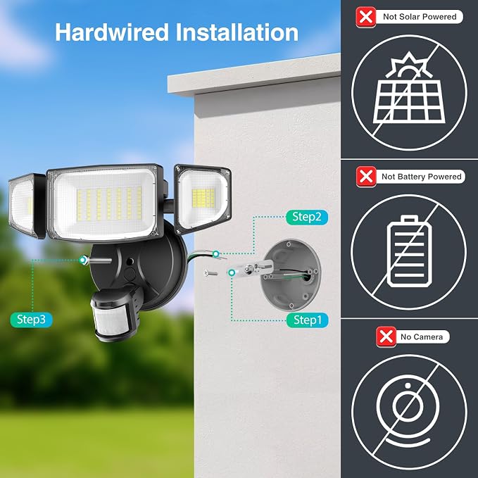 iMaihom 50W Motion Sensor Outdoor Lights, 5000LM Hardwired Motion Sensor Flood - Image 2